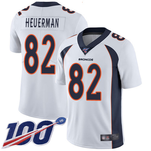 Men Denver Broncos #82 Jeff Heuerman White Vapor Untouchable Limited Player 100th Season Football NFL Jersey->denver broncos->NFL Jersey